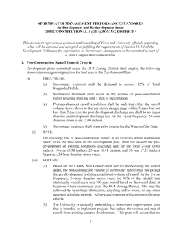 STORMWATER MANAGEMENT PERFORMANCE STANDARDS for Development and Re-Development in the OFFICE/INSTITUTIONAL-4 (01-4) ZONING DISTRICT*