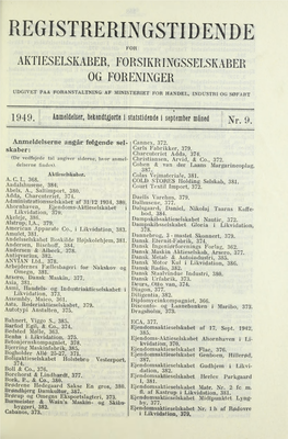 Registreringstidende for Aktieselskaber, Forsikringsselskaber Og Foreninger