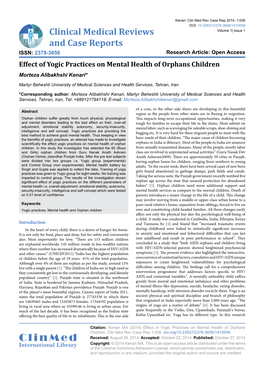 Effect of Yogic Practices on Mental Health of Orphanschildren