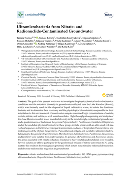 Ultramicrobacteria from Nitrate- and Radionuclide-Contaminated Groundwater