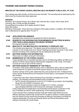 Parish Council Minutes 2021 03 08