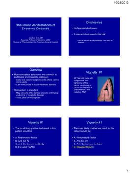 Systemic Diseases with Rheumatic Manifestations