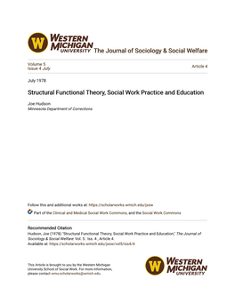 Structural Functional Theory, Social Work Practice and Education