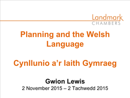 Planning and the Welsh Language