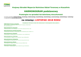 HARMONOGRAM Podstawowy Na Miesiąc: LISTOPAD 2018 ROKU