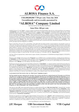 ALROSA Finance S.A. “ALROSA” Company Limited