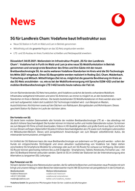 5G Für Landkreis Cham: Vodafone Baut Infrastruktur
