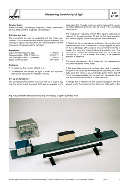 LEP 2.1.01 Measuring the Velocity of Light