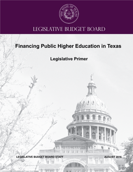 Financing Public Higher Education in Texas