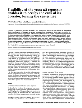 Flexibility of the Yeast A2 Repressor Enables It to Occupy the Ends of Its Operator, Leaving the Center Free