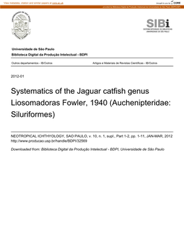 Systematics of the Jaguar Catfish Genus Liosomadoras Fowler, 1940 (Auchenipteridae: Siluriformes)