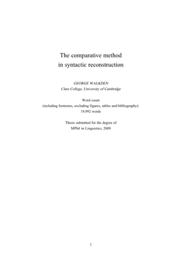 The Comparative Method in Syntactic Reconstruction