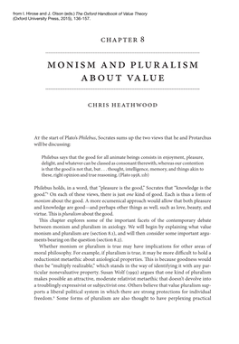 Monism and Pluralism About Value