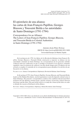 Las Cartas De Jean-François Papillon, Georges Biassou Y Toussaint Bréda