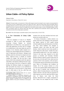 Urban Cable—A Policy Option