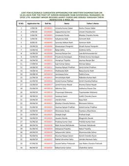 JM Selected Candidate List for OFDC Website