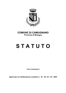 Statuto Comune Di Camugnano Testo Coordinato