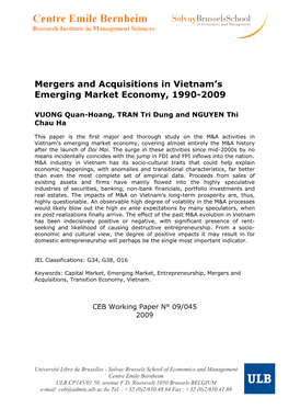Mergers and Acquisitions in Vietnam's Emerging Market Economy