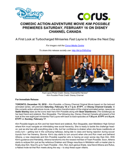 Comedic Action-Adventure Movie Kim Possible Premieres Saturday, February 16 on Disney Channel Canada