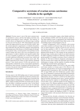 Comparative Secretome of Ovarian Serous Carcinoma: Gelsolin in the Spotlight