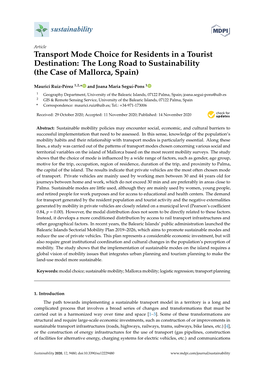 Transport Mode Choice for Residents in a Tourist Destination: the Long Road to Sustainability (The Case of Mallorca, Spain)