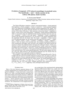 Mineral Assemblages in Granitoid Rocks: Melt : Biotite Reaction in The