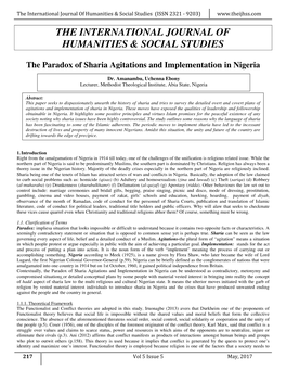 The International Journal of Humanities & Social Studies