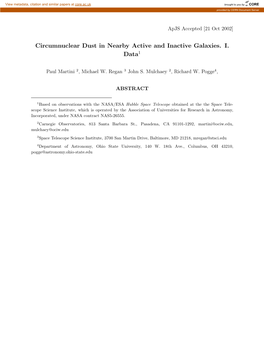 Circumnuclear Dust in Nearby Active and Inactive Galaxies. I. Data1