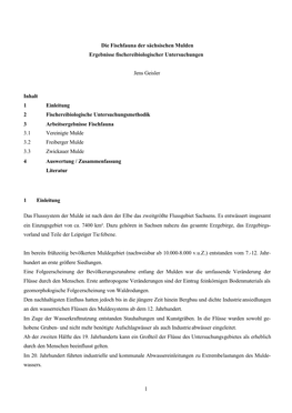 Die Fischfauna Der Sächsischen Mulden Ergebnisse Fischereibiologischer Untersuchungen