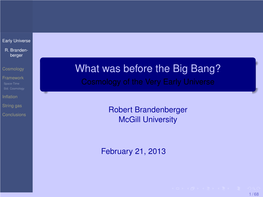 What Was Before the Big Bang? Framework Space-Time Cosmology of the Very Early Universe Std