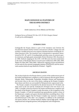 Geological Features of the Kuopio District