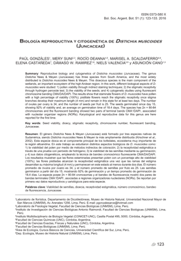 Biología Reproductiva Y Citogenética De Distichia Muscoides (Juncaceae)
