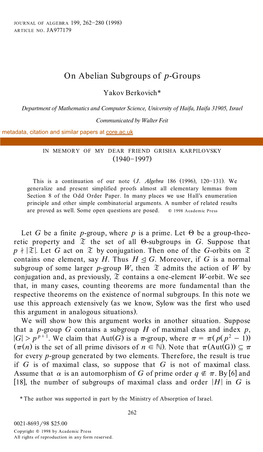 On Abelian Subgroups of P-Groups