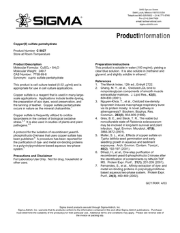 Copper(II) Sulfate Pentahydrate