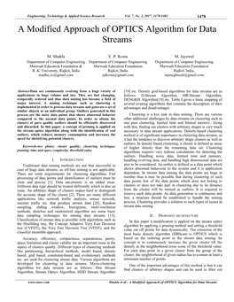 A Modified Approach of OPTICS Algorithm for Data Streams