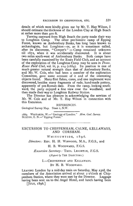 Excursion to Chippenham, Calne, Kellaways, and Corsham