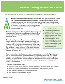 Genetic Testing for Prostate Cancer