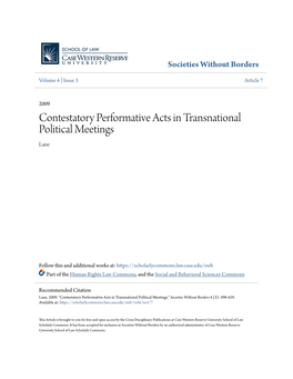 Contestatory Performative Acts in Transnational Political Meetings Lane