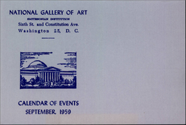 National Gallery of Art Calendar of Events