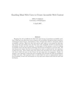 Enabling Blind Web Users to Create Accessible Web Content