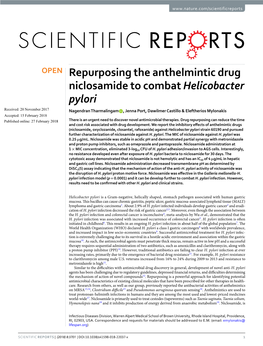 Repurposing the Anthelmintic Drug Niclosamide to Combat Helicobacter