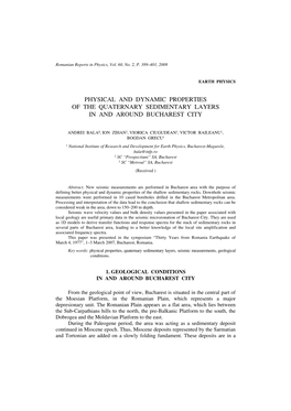 Physical and Dynamic Properties of the Quaternary Sedimentary Layers in and Around Bucharest City