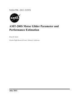 AMT-200S Motor Glider Parameter and Performance Estimation