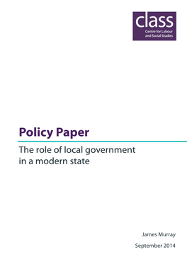 The Role of Local Government in a Modern State