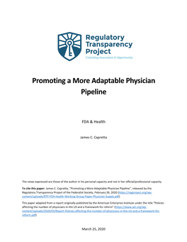 Promoting a More Adaptable Physician Pipeline