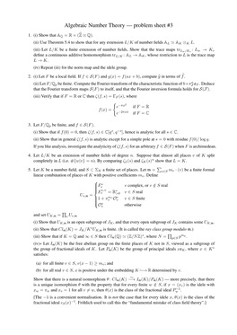 Algebraic Number Theory — Problem Sheet #3