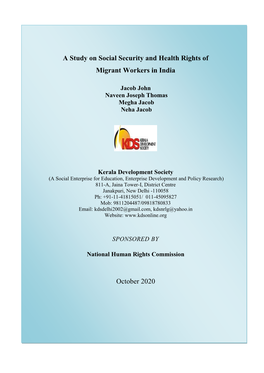 A Study on Social Security and Health Rights of Migrant Workers in India