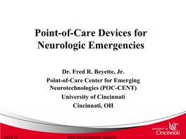 Point-Of-Care Devices for Neurologic Emergencies