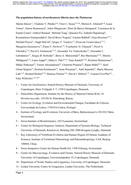 The Population History of Northeastern Siberia Since the Pleistocene