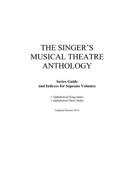 THE SINGER's MUSICAL THEATRE ANTHOLOGY Soprano Volumes